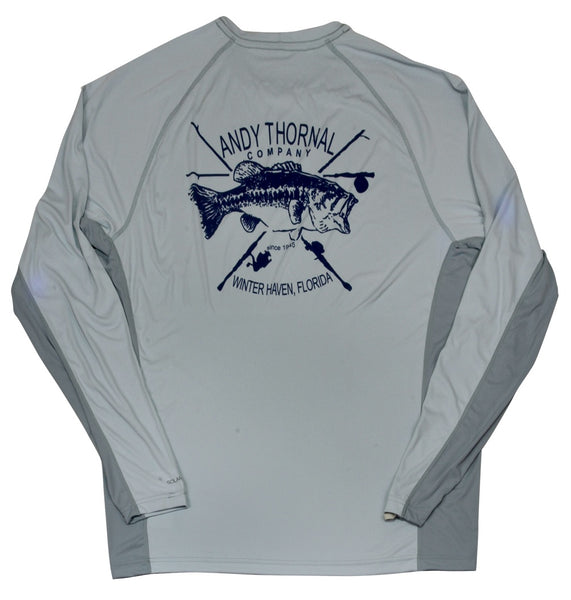 Simms Solarflex LS Solid Crewneck Shirt w/ATC Bass Logo/Fog - Andy Thornal  Company