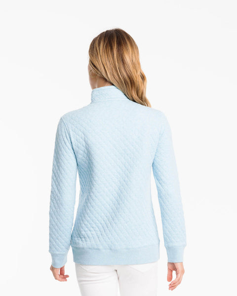 Southern Tide Makenzie Heather Quilted Pullover Ocean Teal