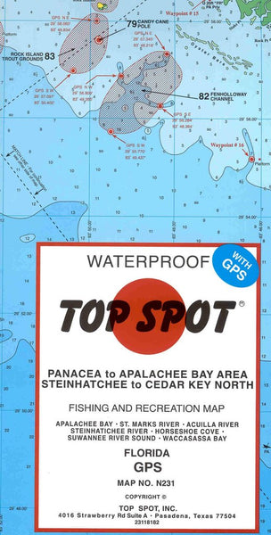 Top Spot - Panacea to Apalachee Bay Area and Steinhatchee to Cedar Key  North Fishing and Recreation Map #N231