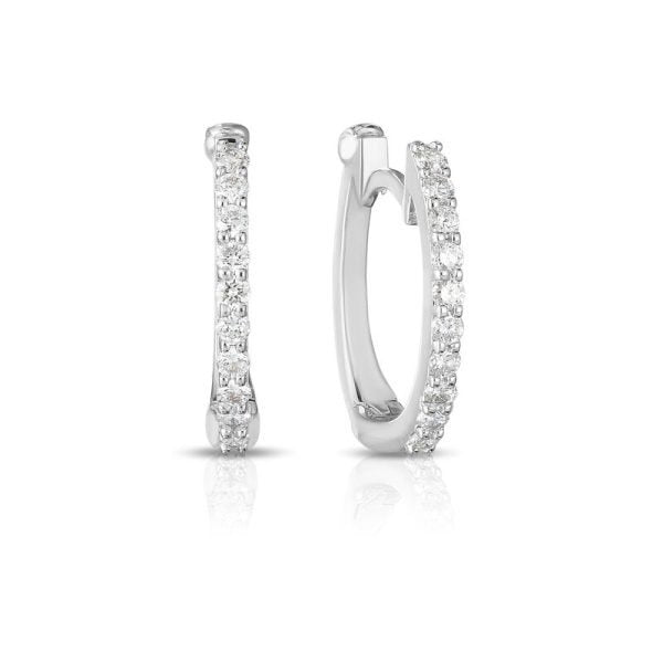 Roberto Coin Micropave Diamond Baby Hoop White Gold Hoop Earrings