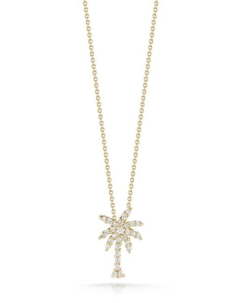 Roberto Coin Diamond Small Palm Tree Yellow Gold Necklace