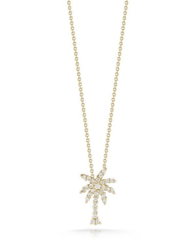 Roberto Coin Diamond Small Palm Tree Yellow Gold Necklace