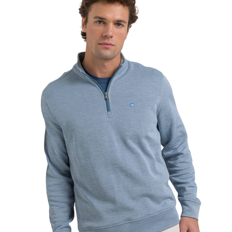 Southern Tide Men's Sandy Cove Pique Quarter Zip / Nautical Blue