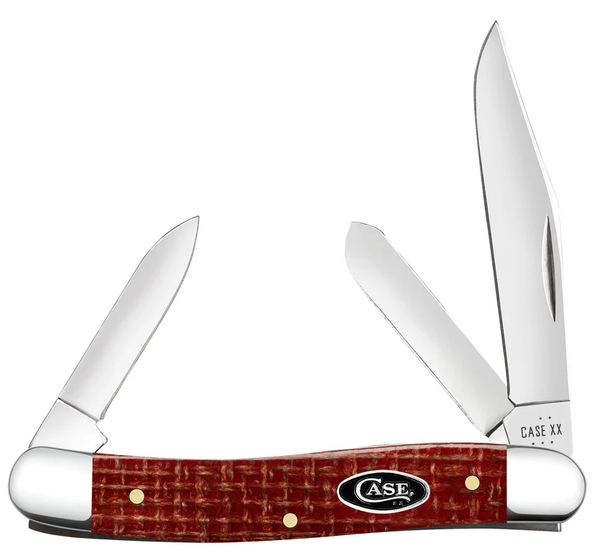Case Smooth Dark Red Burlap Micarta CS Medium Stockman