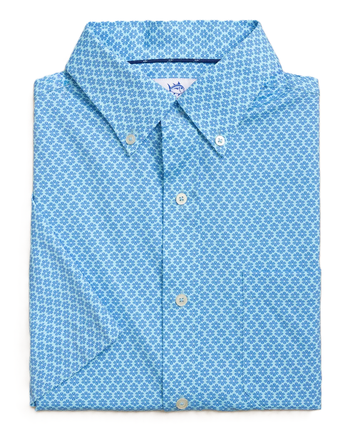Southern Tide Men's Flower Garden Coastal Breeze S/S Sportshirt / Tropical Breeze Blue