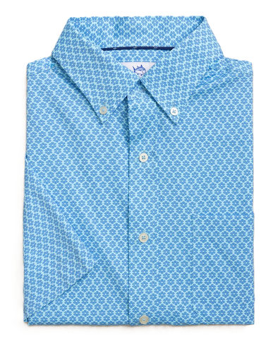 Southern Tide Men's Flower Garden Coastal Breeze S/S Sportshirt / Tropical Breeze Blue