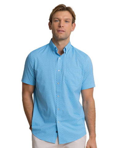 Southern Tide Men's Flower Garden Coastal Breeze S/S Sportshirt / Tropical Breeze Blue