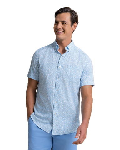 Southern Tide Men's Coastal Breeze Garden Blooms Sportshirt / Tide Blue