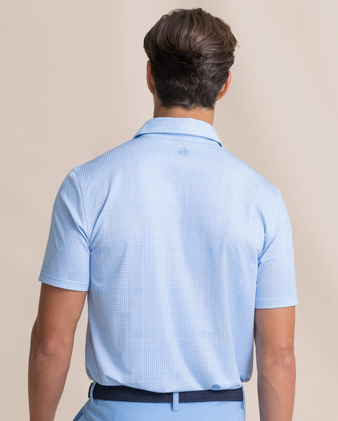 Southern Tide Men's Driver Coral Key Plaid Polo / Ocean Channel