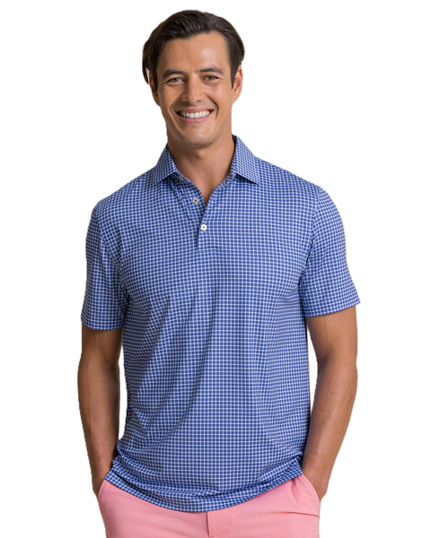 Southern Tide Men's Driver Dunes Edge Plaid Polo / Nautical Blue