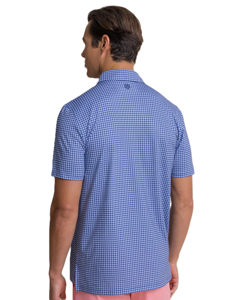 Southern Tide Men's Driver Dunes Edge Plaid Polo / Nautical Blue