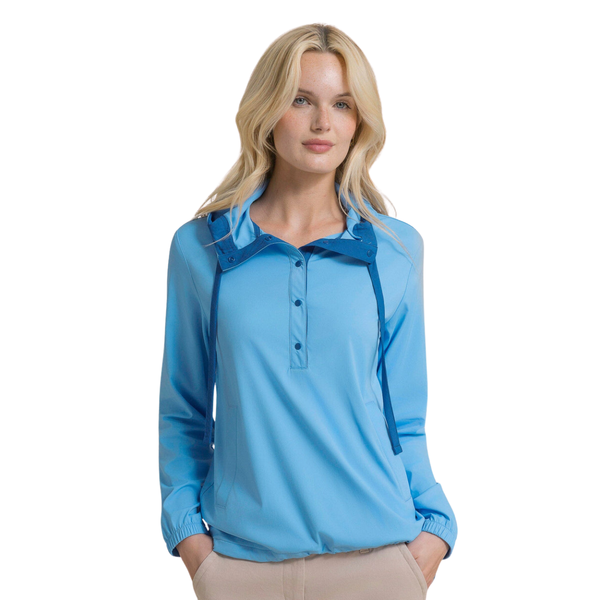 Southern Tide Women's Calie Coastal Breeze Color Blocked Popover / Ocean Channel