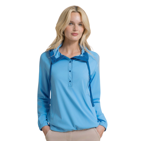 Southern Tide Women's Calie Coastal Breeze Color Blocked Popover / Ocean Channel