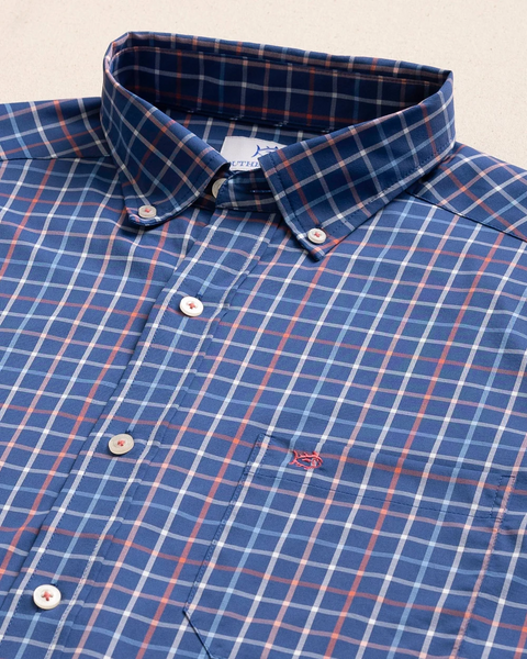 Southern Tide Men's Coastal Breeze Tradewind Tattersall Sportshirt / Nautical Blue