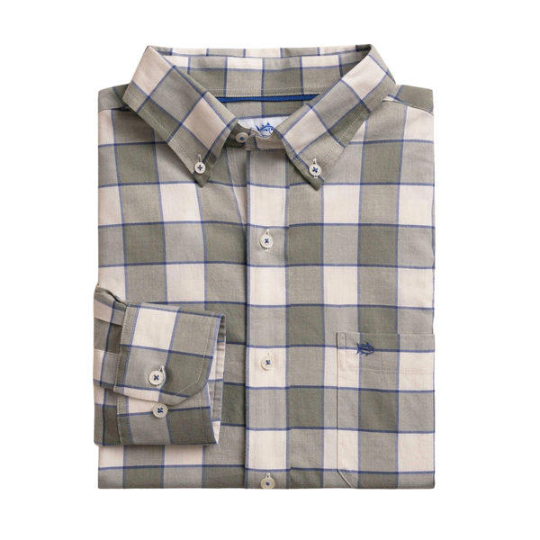 Southern Tide Men's LS Sunny Cove Skipjack Sportshirt / Heather Cedar Green