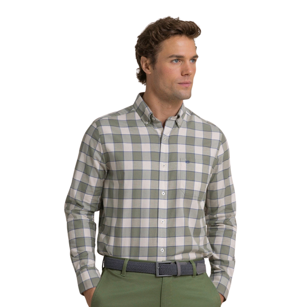 Southern Tide Men's LS Sunny Cove Skipjack Sportshirt / Heather Cedar Green