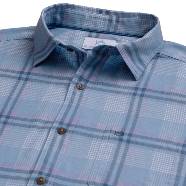 Southern Tide Men's LS Island Breeze Heather Sportshirt / Heather Ocean Channel