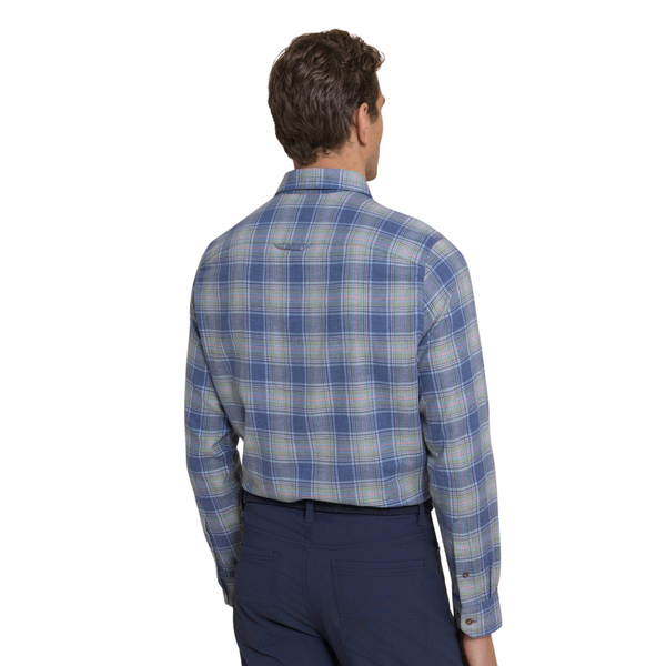 Southern Tide Men's LS Ocean View Heather Sportshirt / Heather Nautical Blue