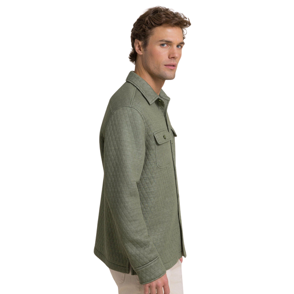 Southern Tide Men's Heather Quilted Knit Shacket / Cedar Green