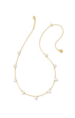 Kendra Scott Leighton White Pearl Strand Gold Necklace