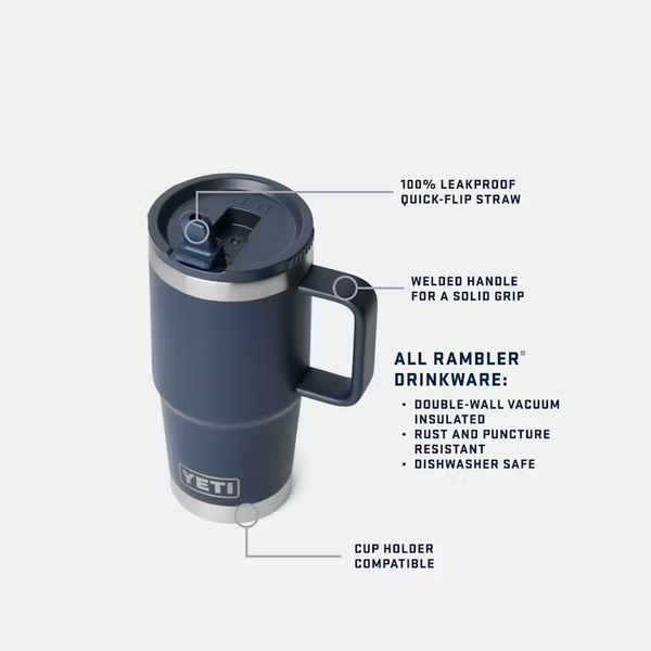 Yeti Rambler 20oz Travel Straw Mug