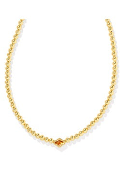 Kendra Scott Abbie Gold Marbled Amber Beaded Necklace