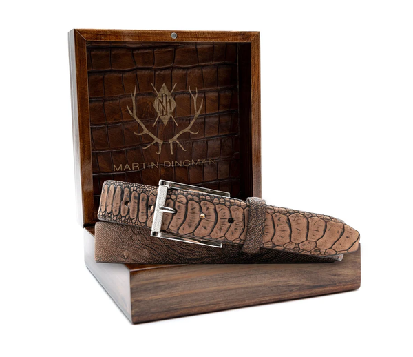 Martin Dingman South African Ostrich Belt / Mocha Nubuck