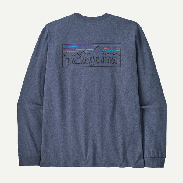 Patagonia Men's P-6 Logo Long Sleeve Responsibili-Tee / P-16 Outline: Current Blue