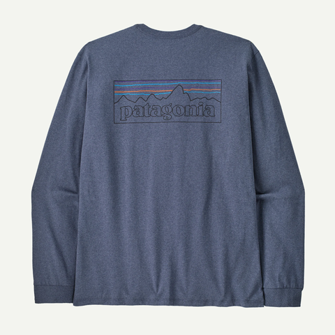 Patagonia Men's P-6 Logo Long Sleeve Responsibili-Tee / P-16 Outline: Current Blue