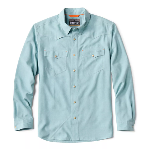 Orvis LS Tech Chambray Western Shirt / Mineral Blue