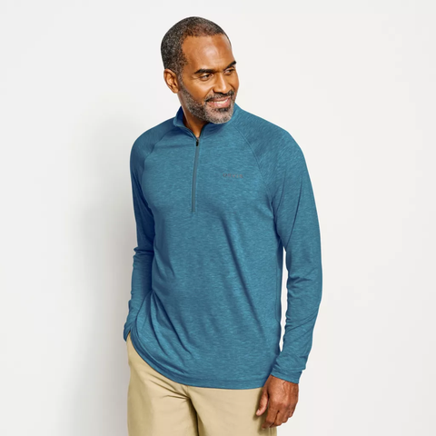 Orvis Men's Dricast 1/4 Zip Pullover Shirt / Blue Lagoon