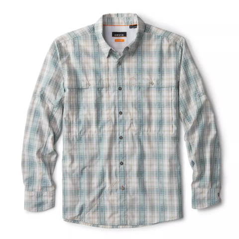 Orvis Men's LS Open Air Caster Plaid Shirt / Mineral Blue - White