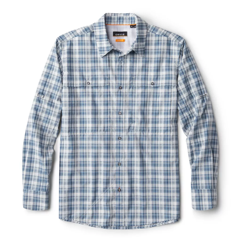 Orvis Men's LS Open Air Caster Plaid Shirt /True Navy - White