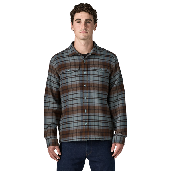Patagonia Men's LS Fjord Flannel Shirt / Rising Storm - Weathered Stone