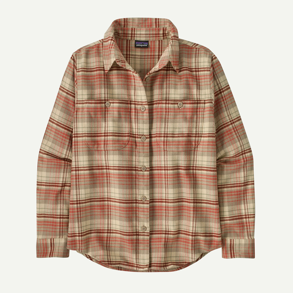 Patagonia Women's LS Fjord Flannel Shirt / River Plaid Potters Red