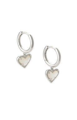 Kendra Scott Ari Heart Ivory MOP Huggie Silver Earrings