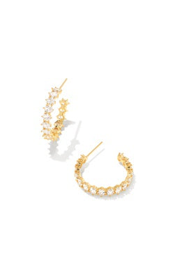 Kendra Scott Cailin Crystal White CZ Gold Hoop Earrings