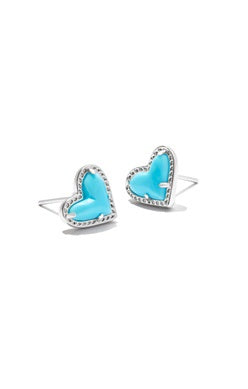 Kendra Scott Ari Heart Turquoise Magnesite Silver Stud Earrings
