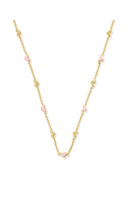 Kendra Scott Haven Pink Enamel Gold Strand Necklace