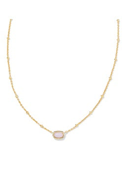 Kendra Scott Gold Pink Opalite Crystal Mini Elisa Satellite Short Pendant Necklace