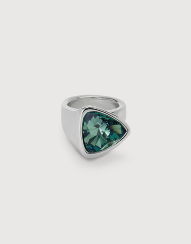 Uno de 50 Ser Camaleonica Silver Plated Green Crystal Ring