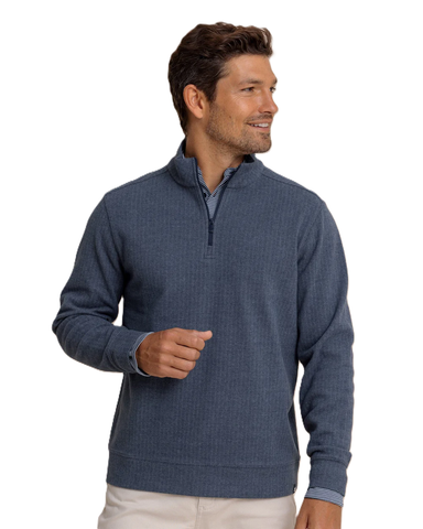 Southern Tide Men's Long Sleeve Adler Lane Quarter Zip / Dress Blue