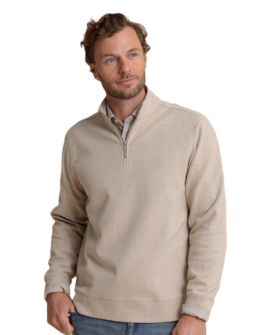 Southern Tide Men's Long Sleeve Adler Lane Quarter Zip / Sandstone Khaki