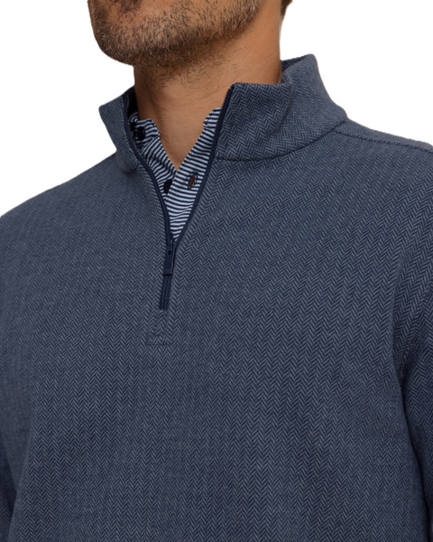 Southern Tide Men's Long Sleeve Adler Lane Quarter Zip / Dress Blue