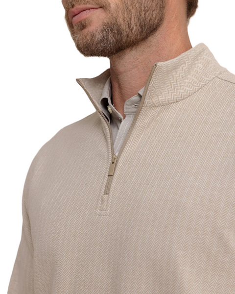 Southern Tide Men's Long Sleeve Adler Lane Quarter Zip / Sandstone Khaki