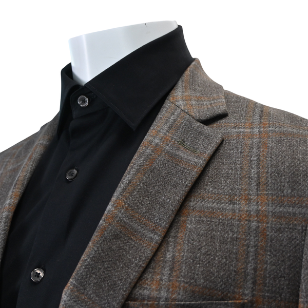 Paul Betenly Arani Modern Soft Sport Coat / Grey-Brown Plaid
