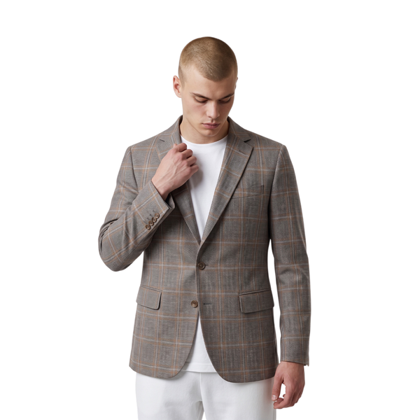 Paul Betenly Arani Modern Soft Sport Coat / Grey-Brown Plaid