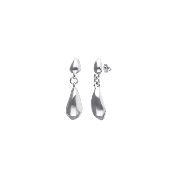 Uno de 50 Axis Long Drop Silver Tone Earrings