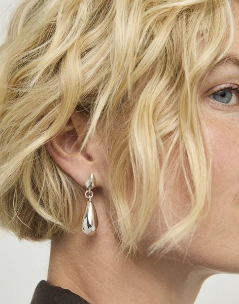 Uno de 50 Axis Long Drop Silver Tone Earrings