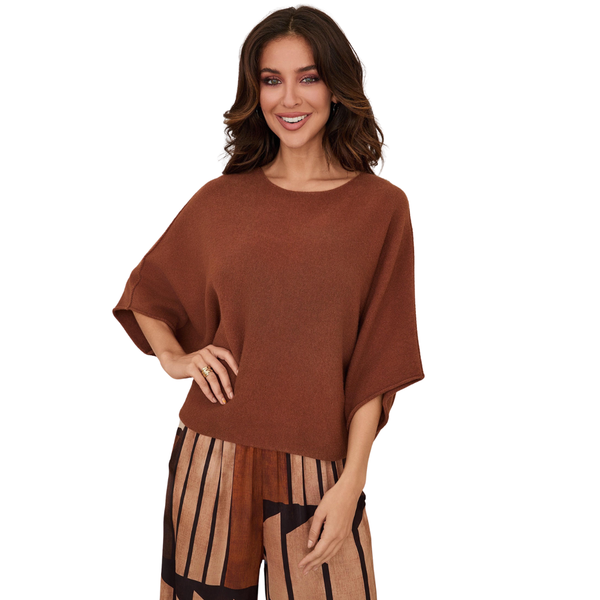 Milio Milano Crew Neck Batwing Sleeve Knit Top